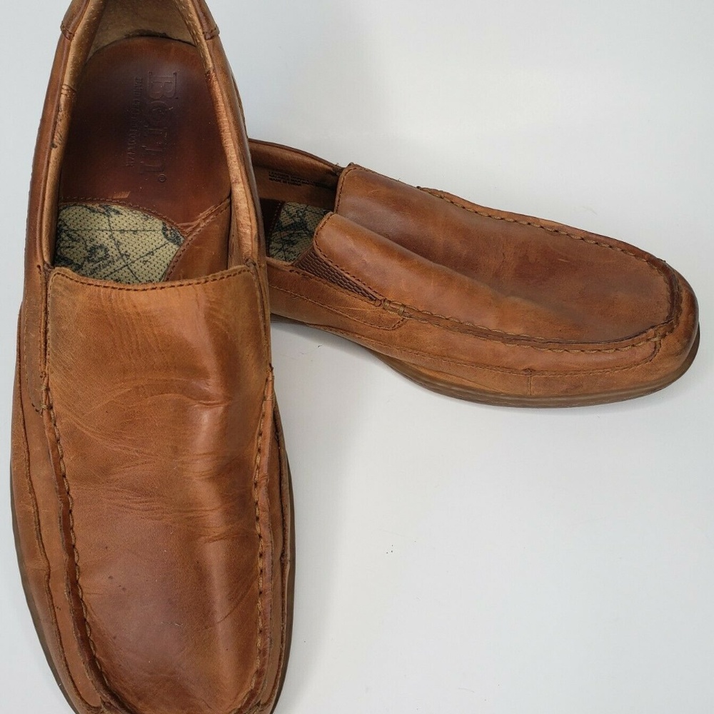 Born Mens Tan Moc Toe Slip On Loafers Size US 10.5